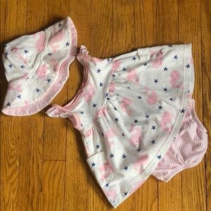 Girls 3 Piece Beach Dress, Hat and Bloomer